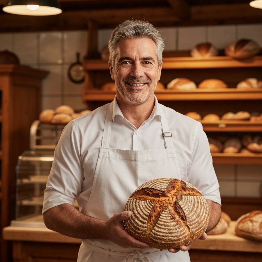 Bäckermeister bei der Arbeit