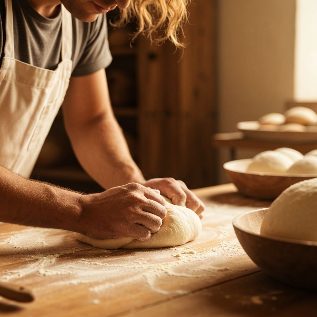 Teig kneten in der Backstube